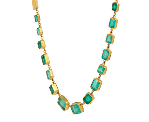Gorgeous Colombian Emerald and Gold Box Necklace