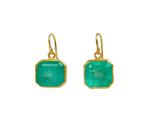 Square Colombian Emerald Earrings