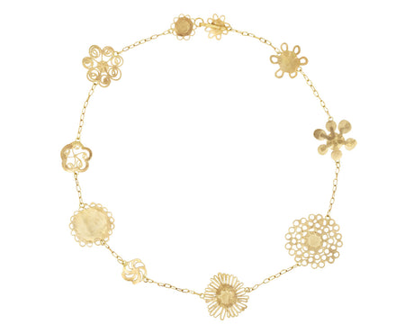 Tea Length Gold Flowery Necklace