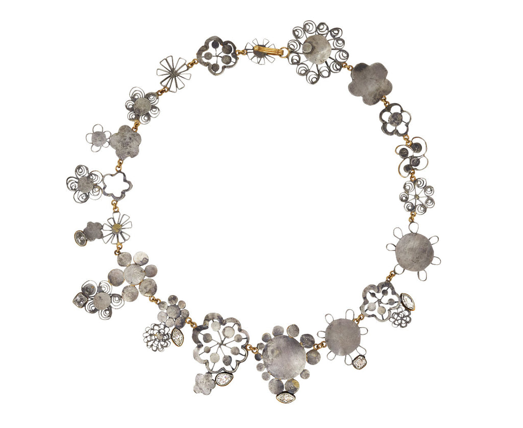 Silver Flowery Diamond Necklace