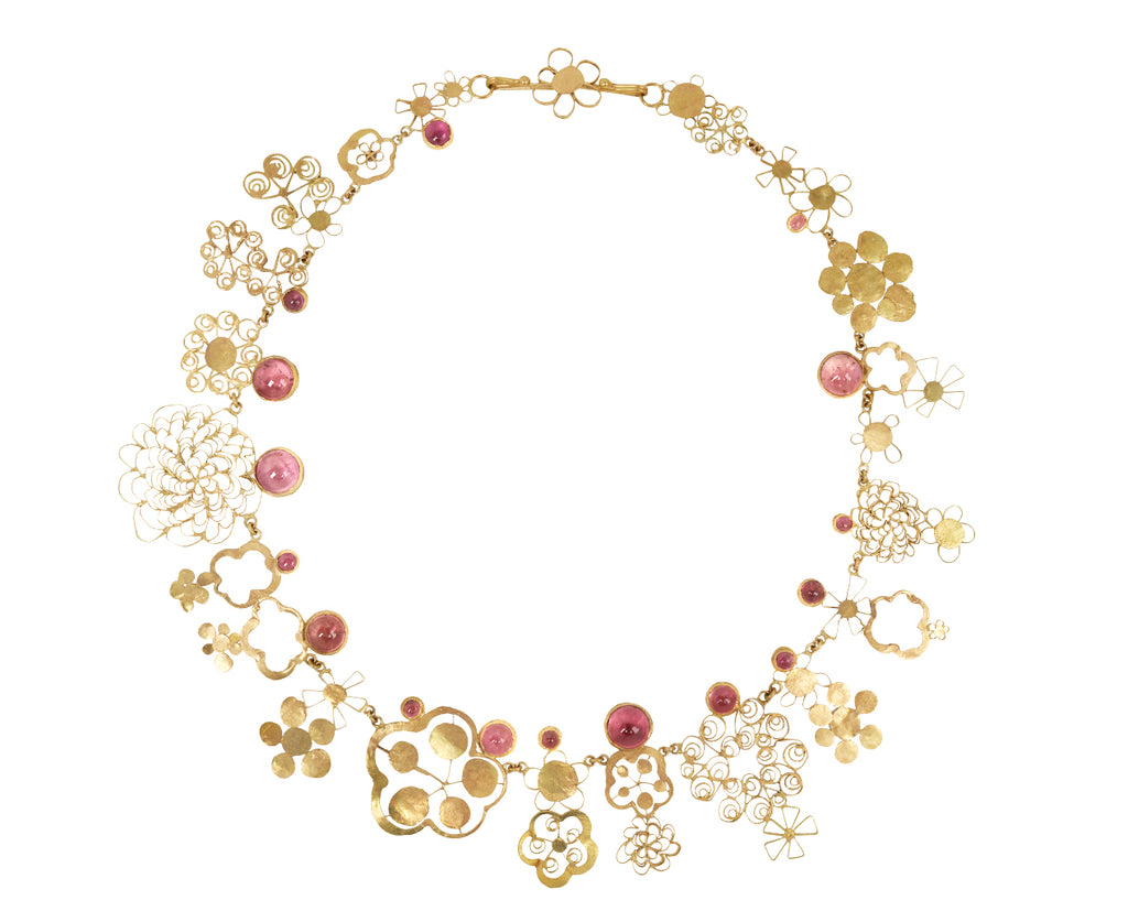 Pink Tourmaline Flowery Necklace