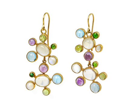 Moonstone and Mutli Gem Playful Earrings