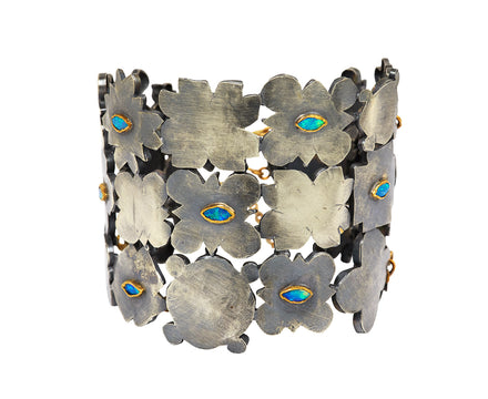 Silver and Opal Medieval Folklorish Cuff Bracelet
