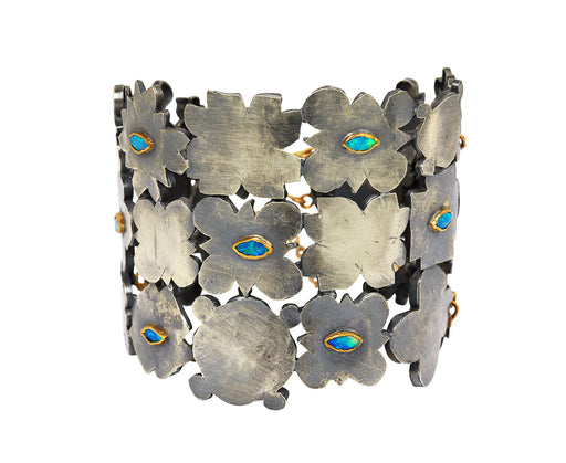 Silver and Opal Medieval Folklorish Cuff Bracelet