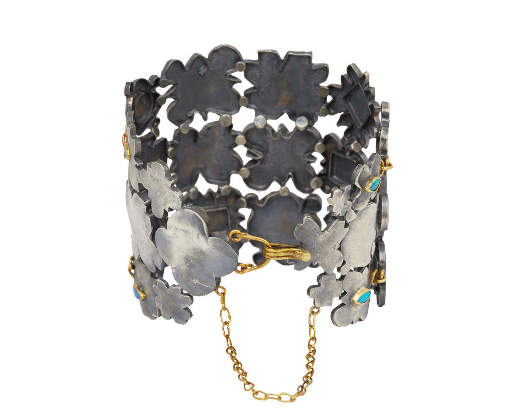 Silver and Opal Medieval Folklorish Cuff Bracelet