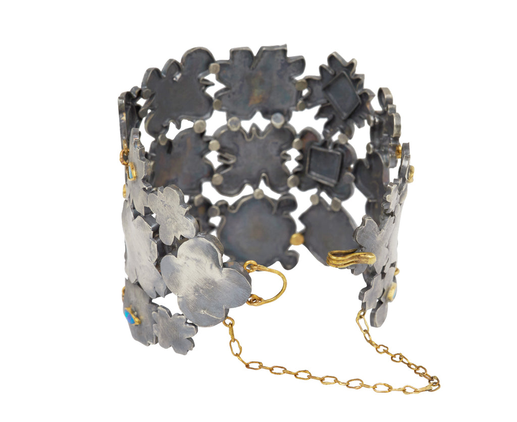 Silver and Opal Medieval Folklorish Cuff Bracelet