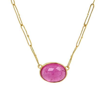Lovely Oval Pink Tourmaline Echo Necklace