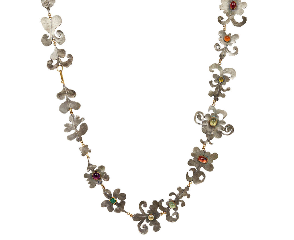 Silver Full Shape and Mixed Gem Necklace