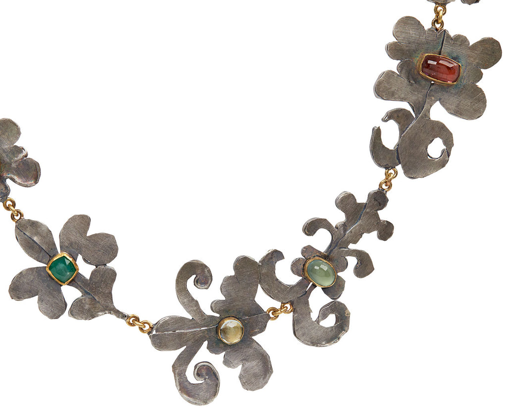 Silver Full Shape and Mixed Gem Necklace