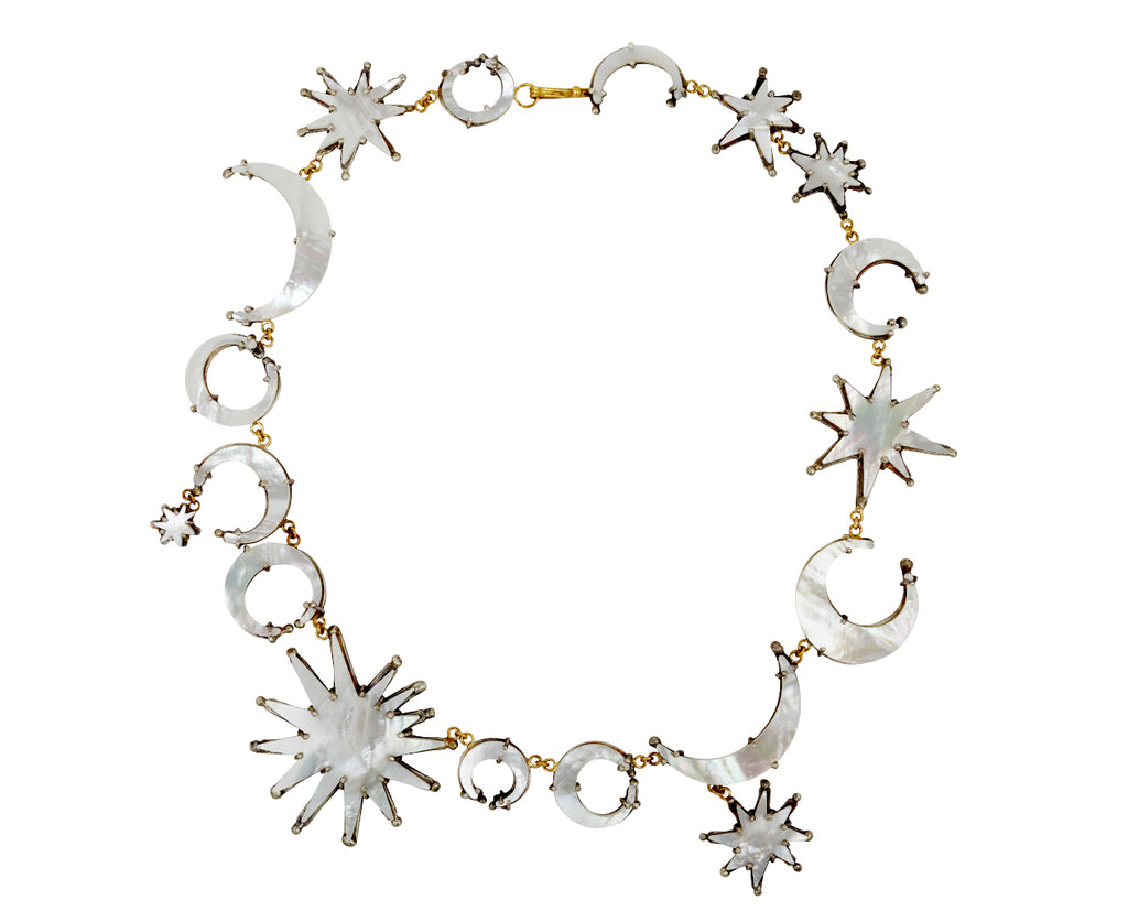 Silver Sun and Moon Mother of Pearl Necklace