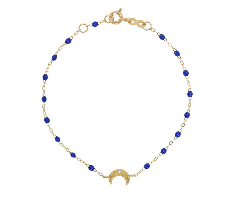Gigi Clozeau Lapis Blue Resin Beaded Petite Moon Bracelet