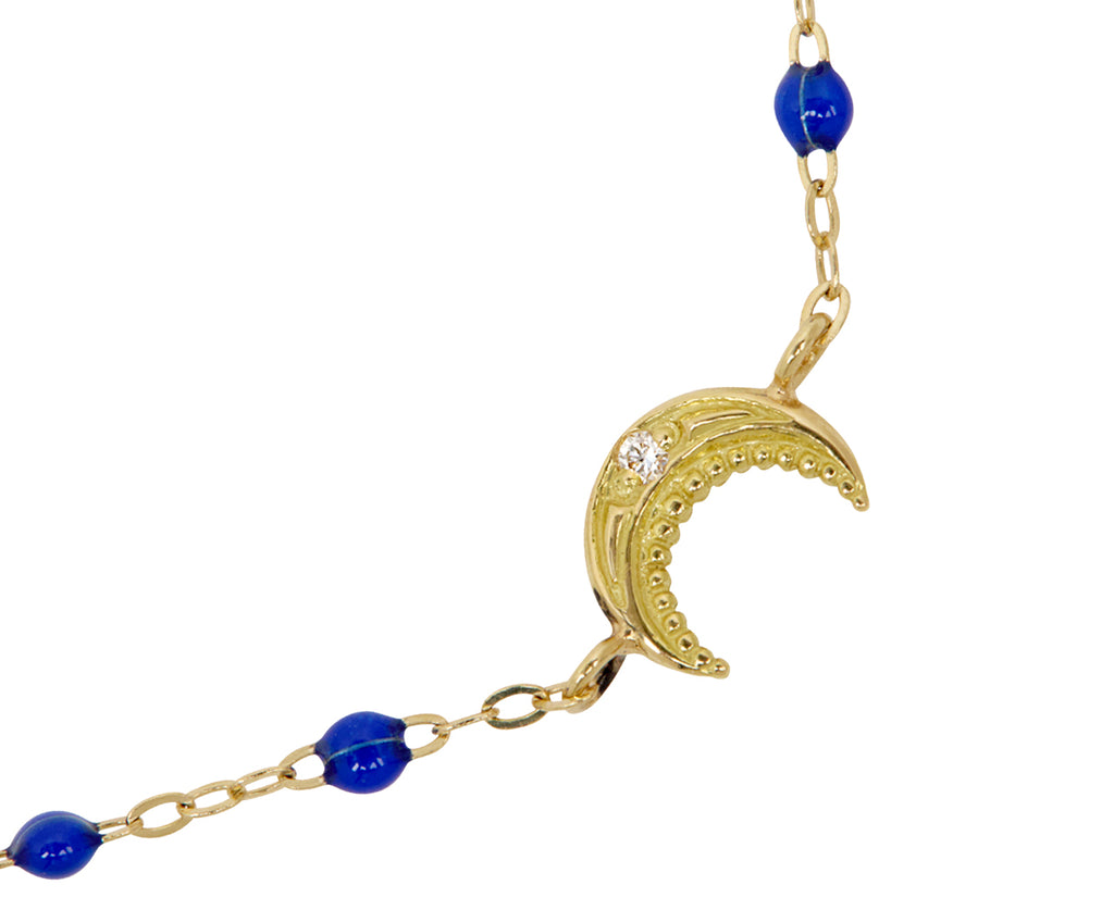 Gigi Clozeau Lapis Blue Resin Beaded Petite Moon Bracelet - Closeup