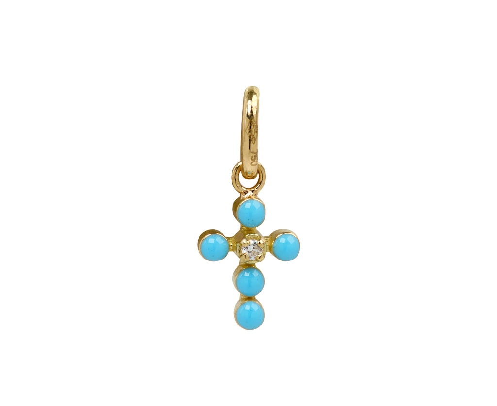 Gigi Clozeau Turquoise Pearled Mini Gigi Cross Pendant ONLY