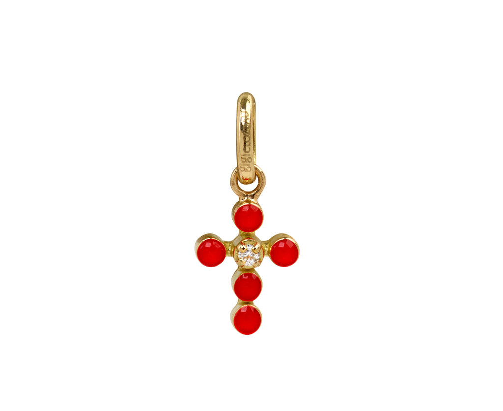 Gigi Clozeau Coral Pearled Mini Gigi Cross Pendant ONLY