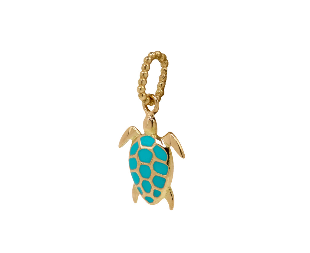 Gigi Clozeau Turquoise Green Enamel Turtle Charm ONLY - Angled View