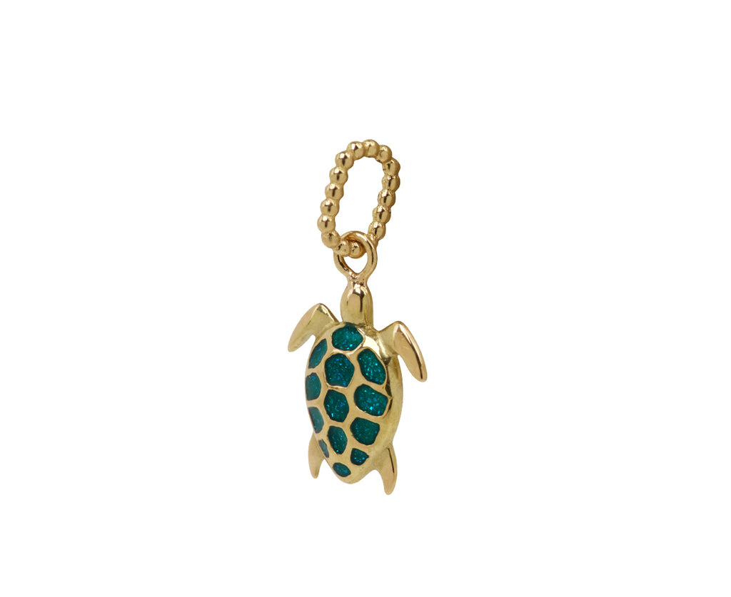 Gigi Clozeau Jungle Green Enamel Turtle Charm ONLY - Angled View