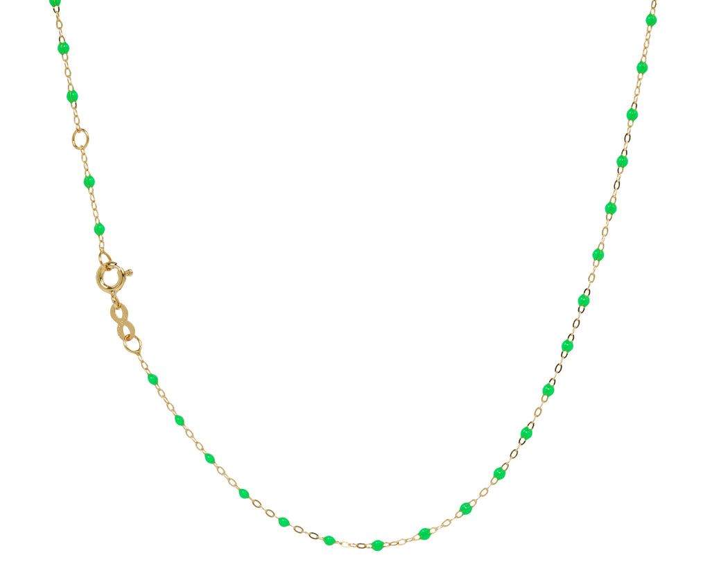 Gigi Clozeau Short Neon Green Resin Beaded Necklace - Closure