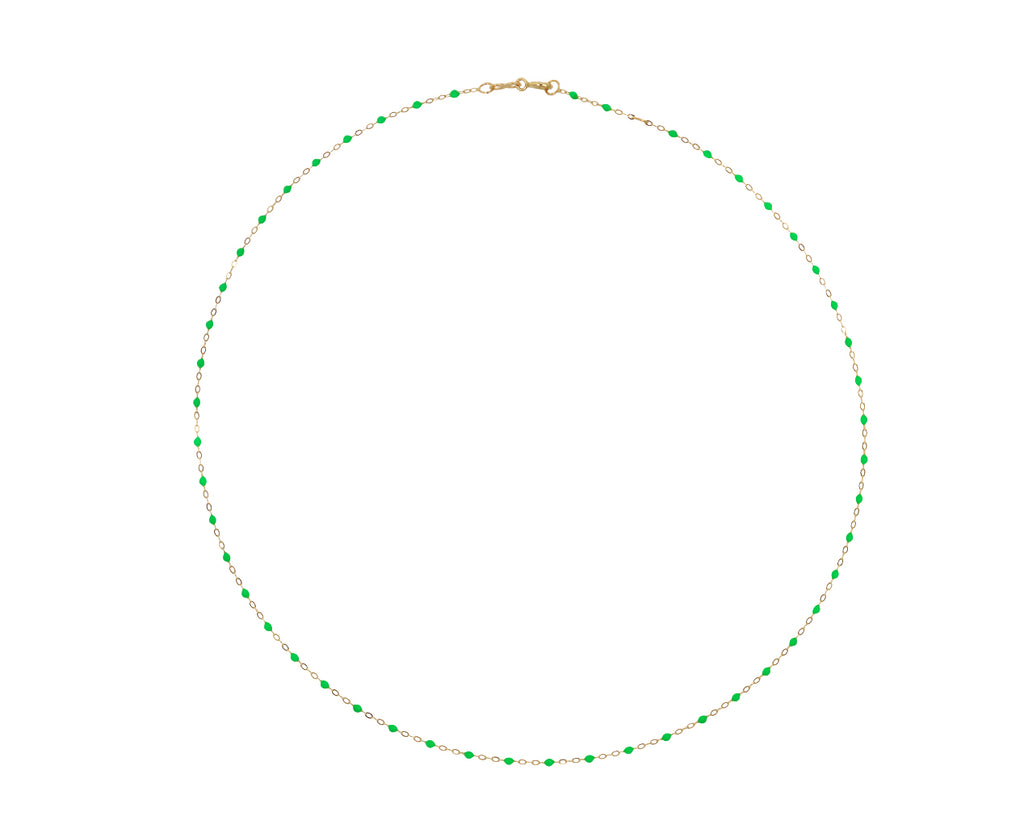 Gigi Clozeau Short Neon Green Resin Beaded Necklace - Top Down View