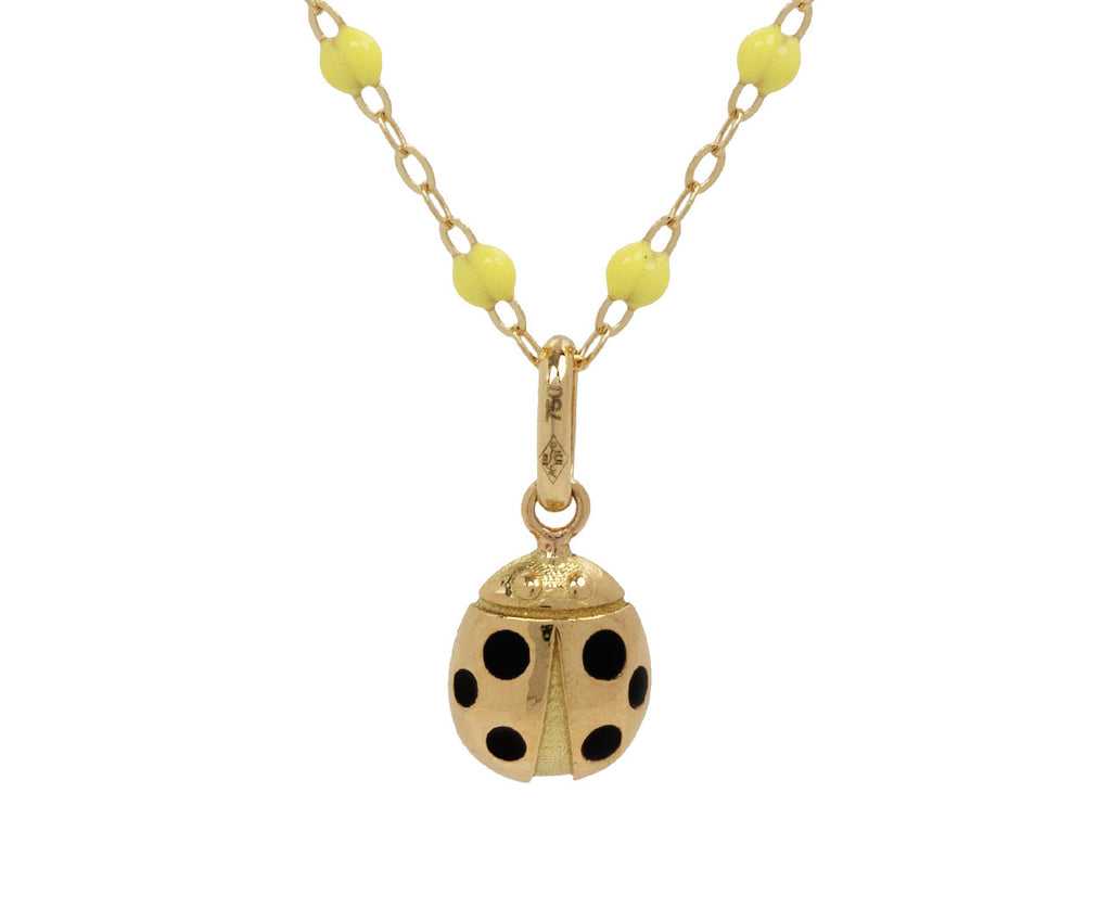 Gigi Clozeau Black Enamel Ladybug Pendant ONLY - Closeup