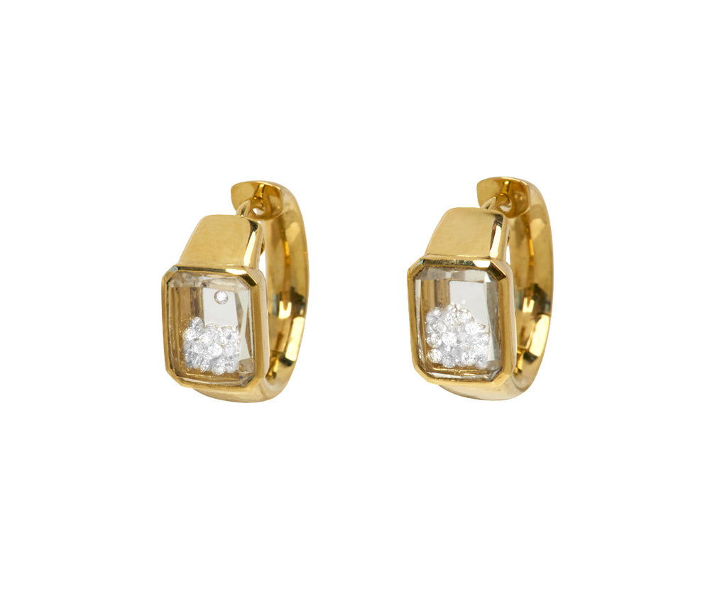 Rectangular Diamond Kaleidoscope Shaker Hoop Earrings - TWISTonline