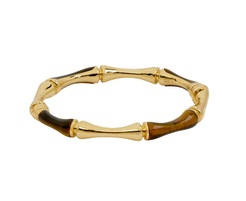 Grace Winfrey Tiger's Eye Bamboo Bangle Bracelet