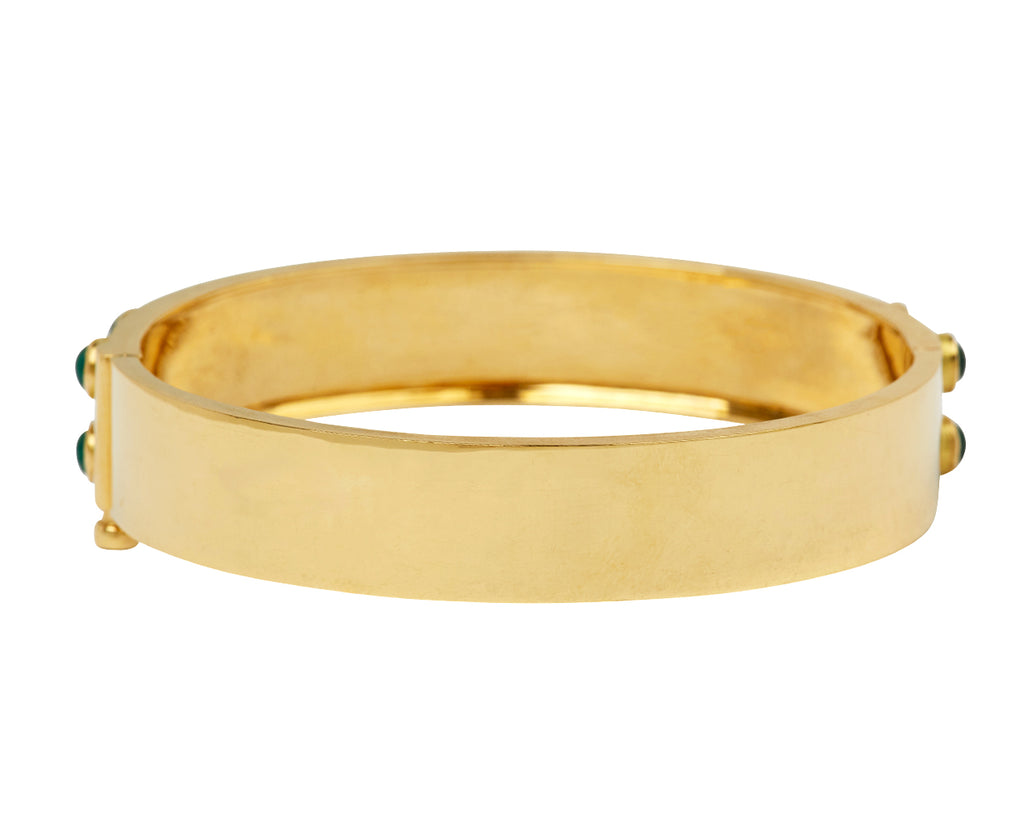 Malachite Trio Stone Cabochon Bangle Bracelet