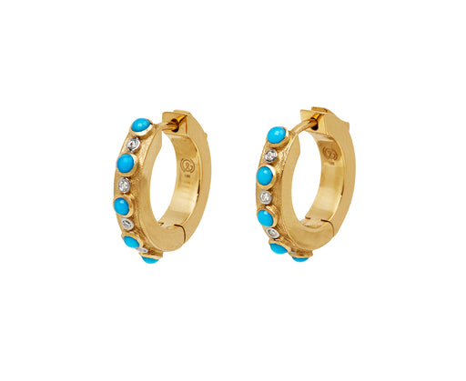 Turquoise Trio Huggie Hoop Earrings