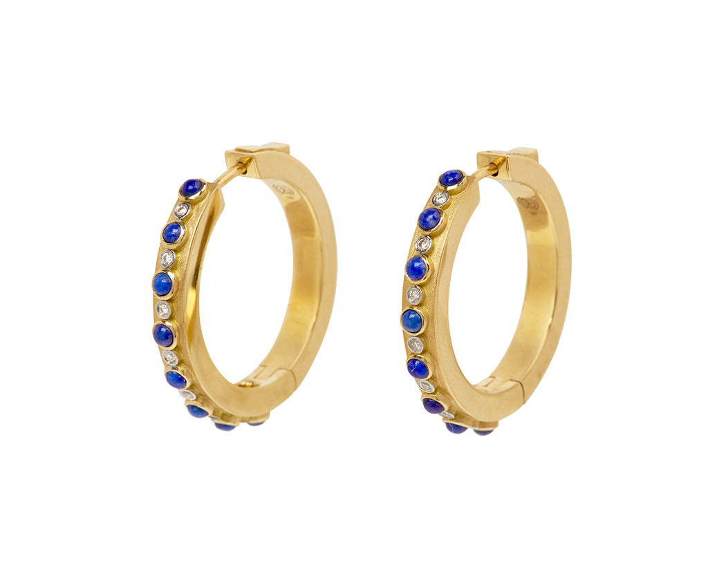 Lapis and Diamond Trio Hoop Earrings