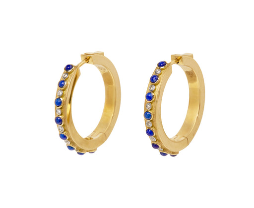 Lapis and Diamond Trio Hoop Earrings