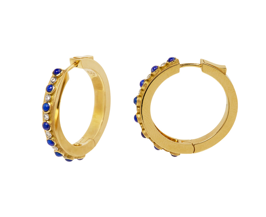 Lapis and Diamond Trio Hoop Earrings