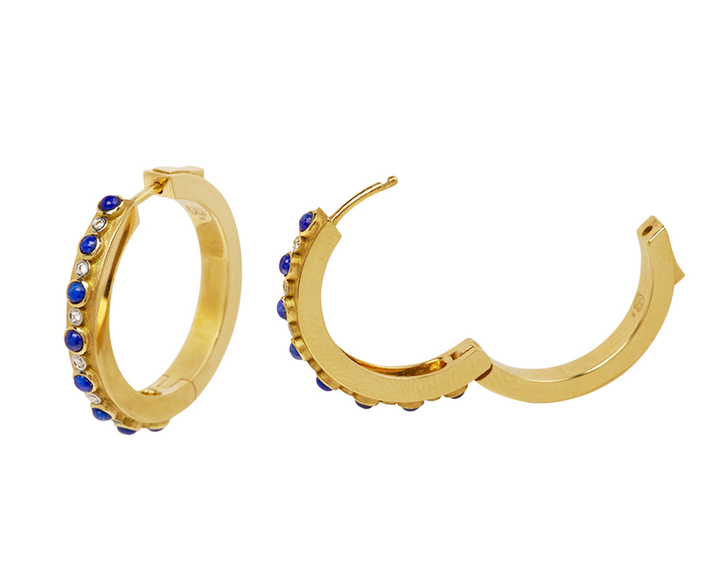 Lapis and Diamond Trio Hoop Earrings