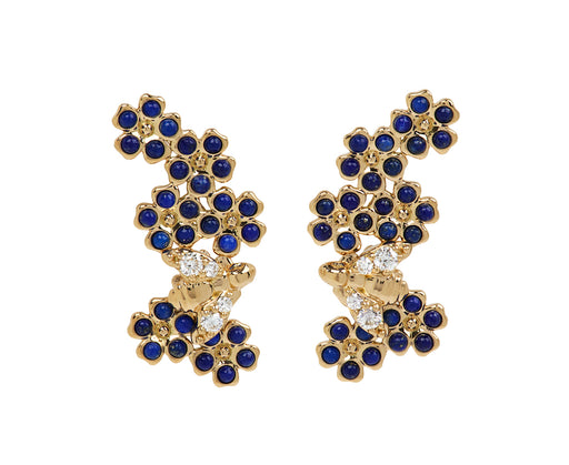 Lapis and Diamond Bee Blossom Earrings