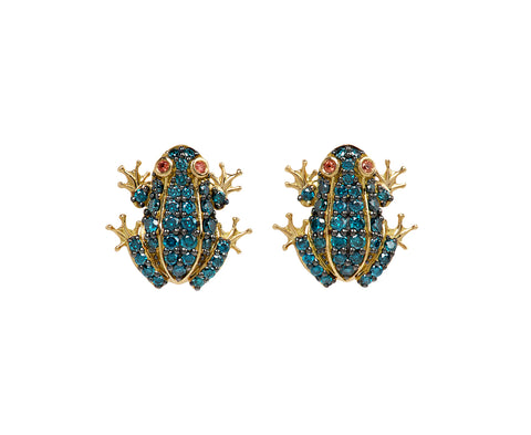 Paraiba Tourmaline Frog Stud Earrings