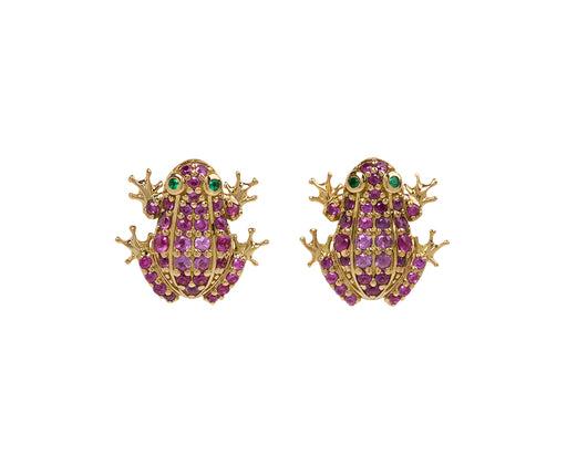 Pink Sapphire Frog Stud Earrings