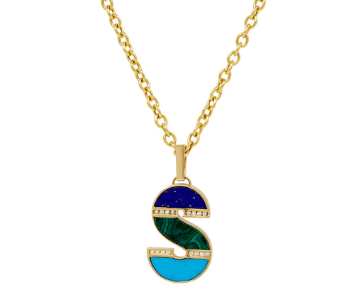 Small Inlay Initial 'S' Pendant Necklace