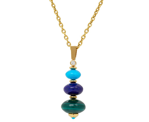 Turquoise, Lapis and Malachite Root Pendant Necklace