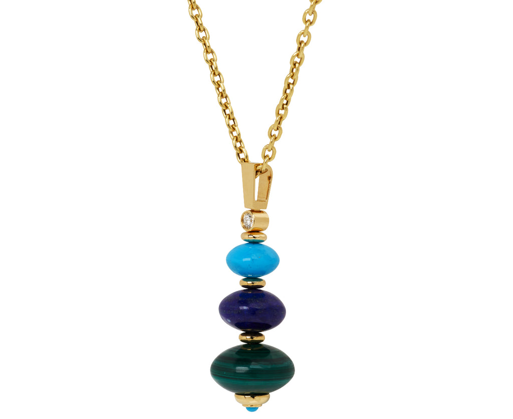 Turquoise, Lapis and Malachite Root Pendant Necklace
