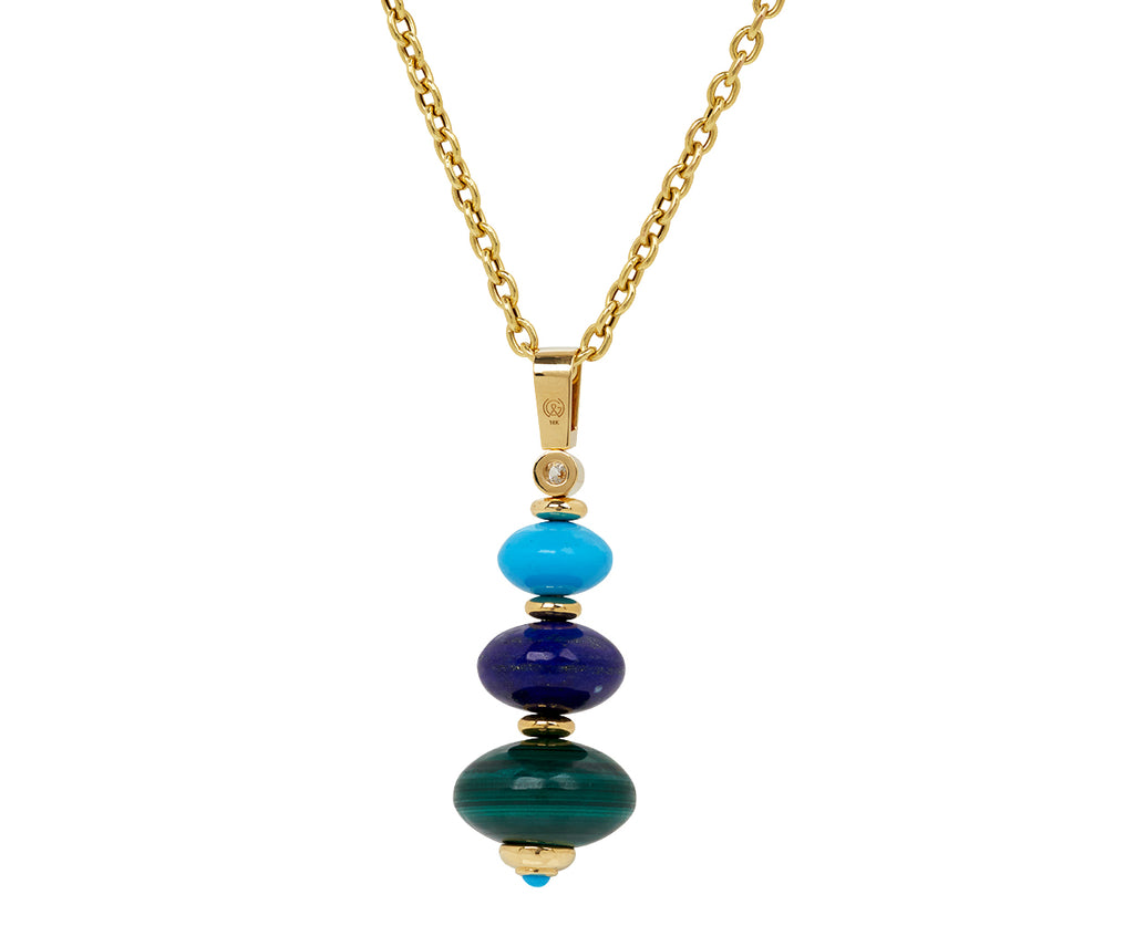 Turquoise, Lapis and Malachite Root Pendant Necklace