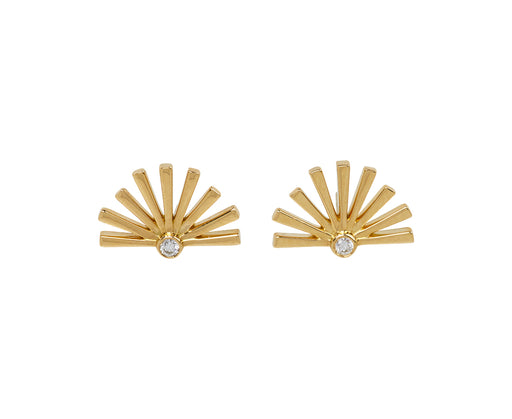 Diamond Sun Ray Stud Earrings