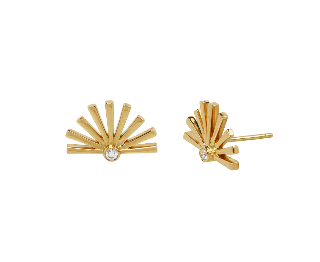 Diamond Sun Ray Stud Earrings