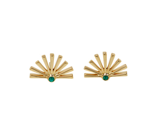 Emerald Sun Ray Stud Earrings