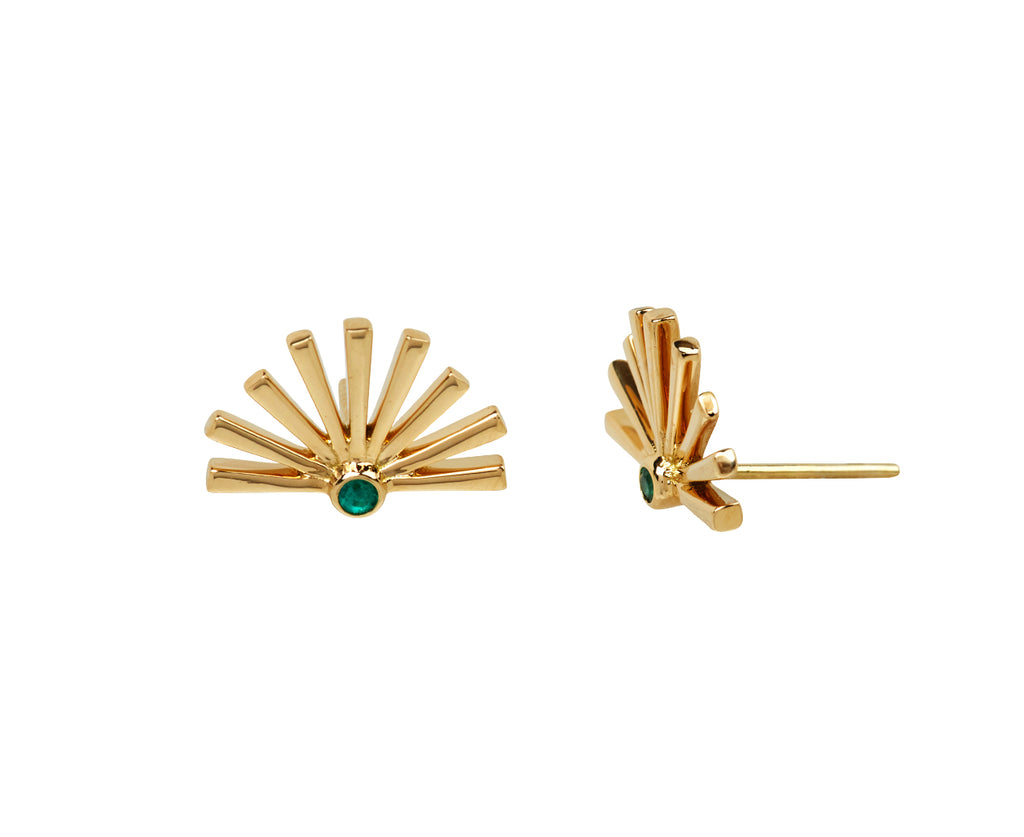 Emerald Sun Ray Stud Earrings