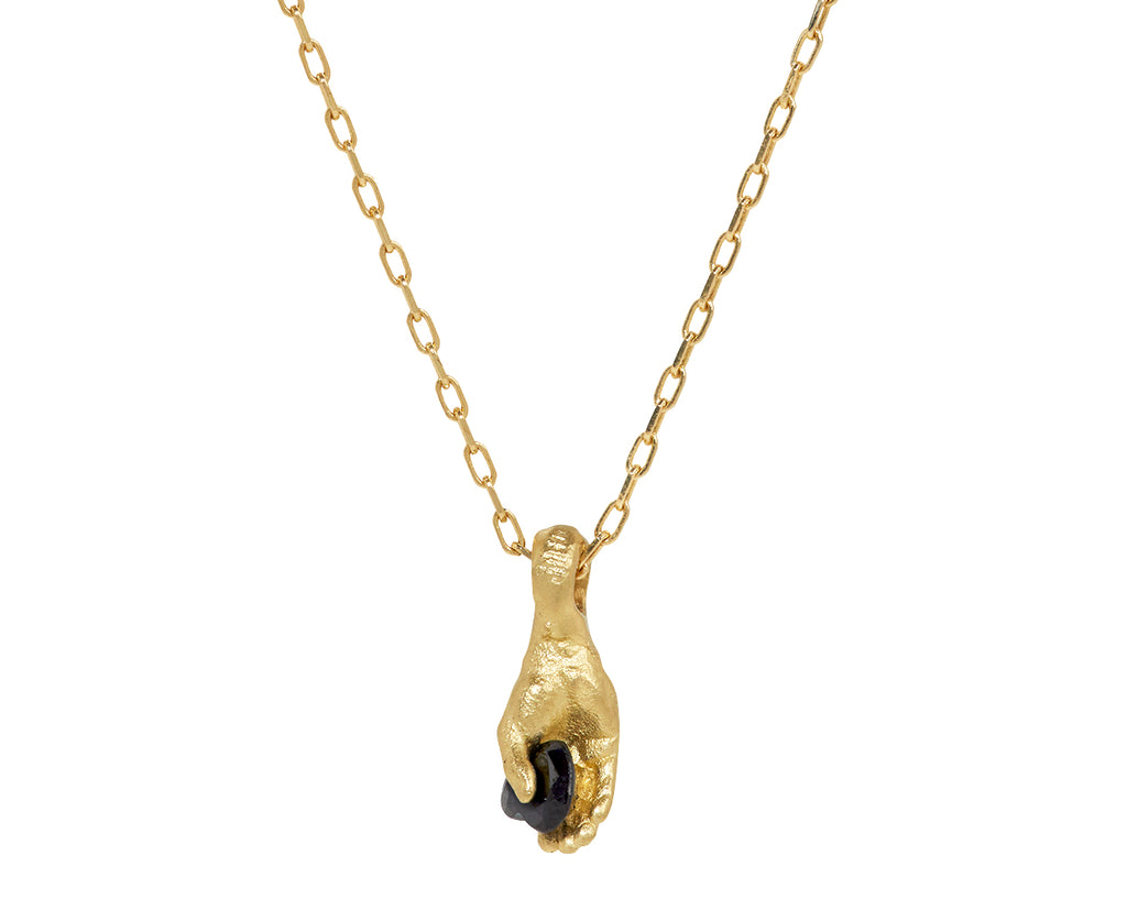 Fraser Hamilton Black Sapphire Heart Hand Pendant Necklace