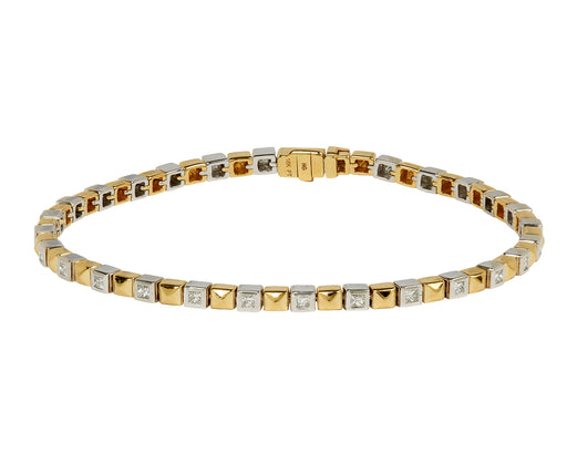 Mixed Metal Checkerboard Tennis Bracelet