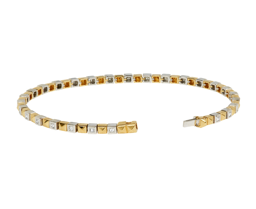 Mixed Metal Checkerboard Tennis Bracelet
