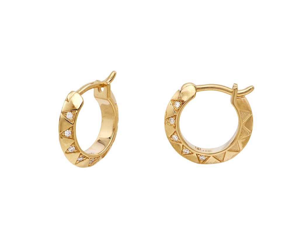 Skinny Diamond Talisman Huggie Hoop Earrings