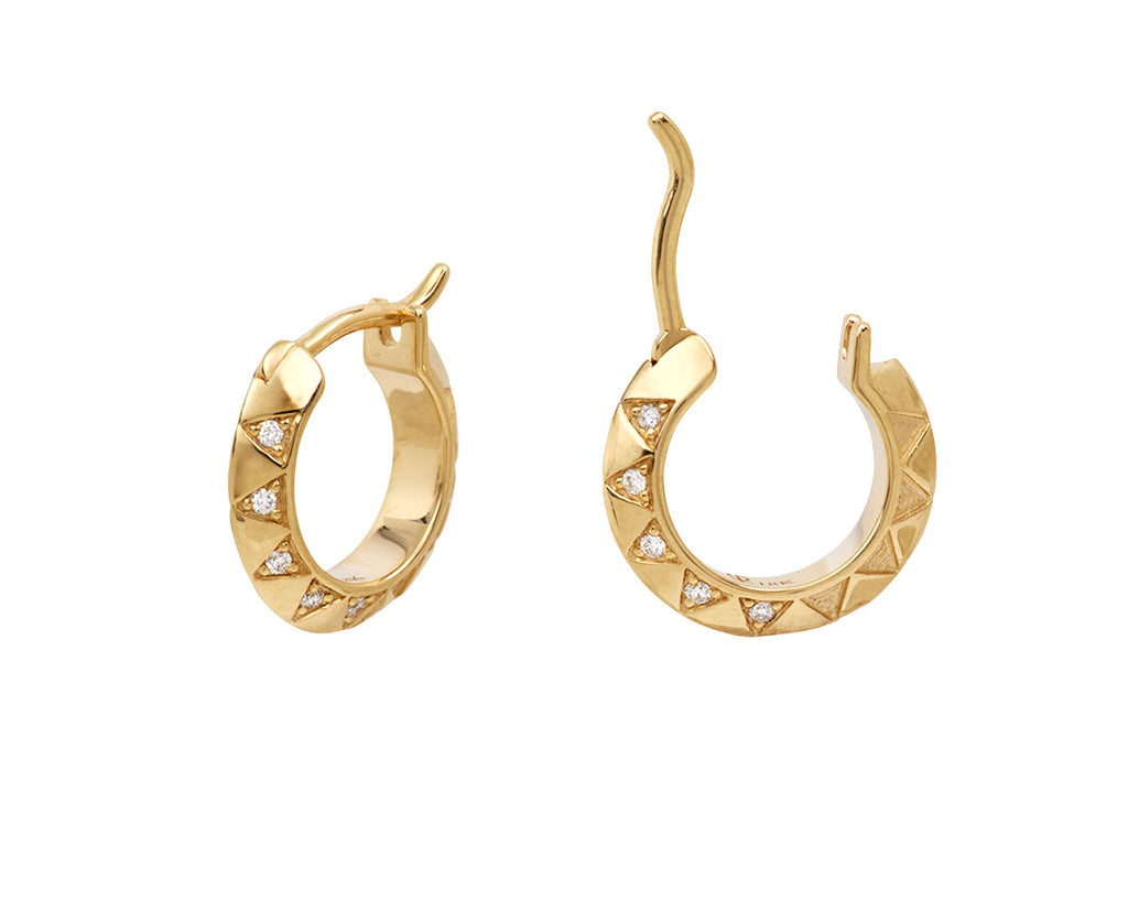 Skinny Diamond Talisman Huggie Hoop Earrings