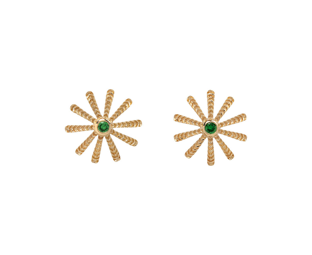 Emerald Tiny Sunflower Stud Earrings - TWISTonline