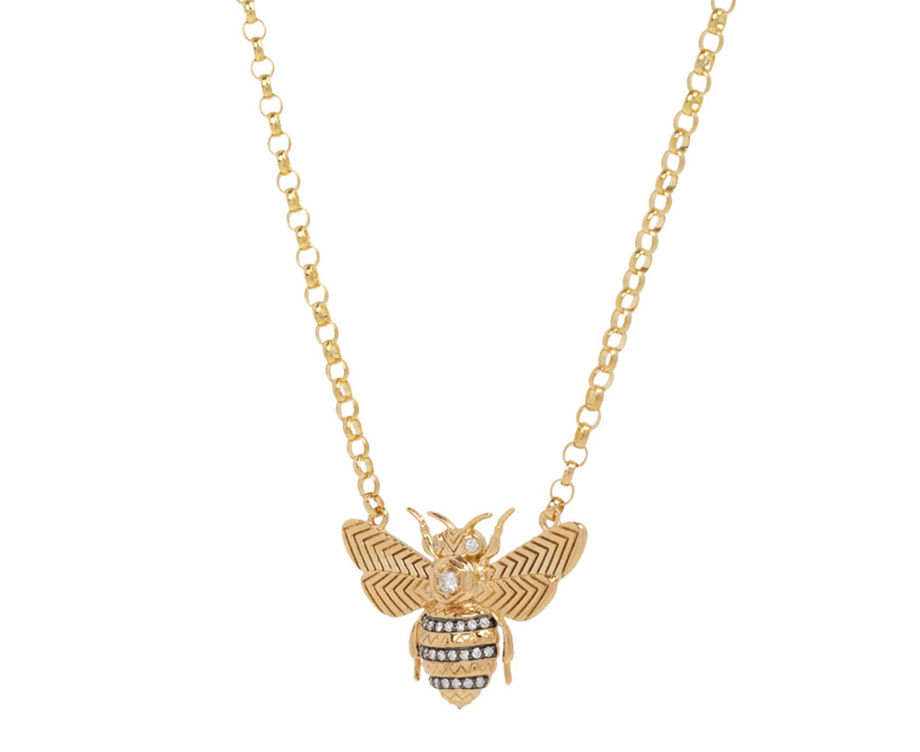 Mini Diamond Bee Pendant Necklace