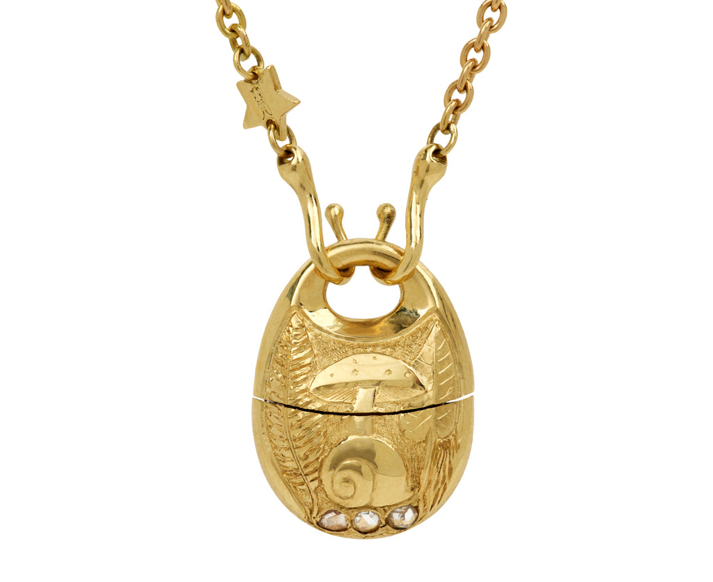 Mushroom and Snail Podling Pendant Necklace